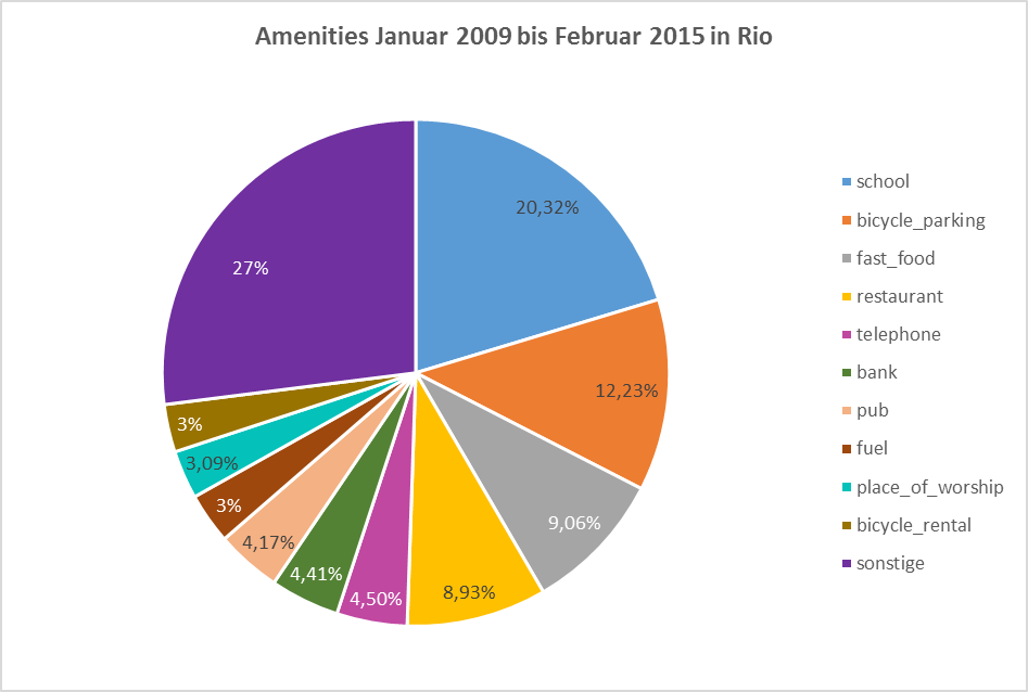 Abb. 6: Die 10 wichtigsten Amenities Januar 2009 bis Februar 2015 in Rio (N=7.039; eigene Darstellung 2015).
