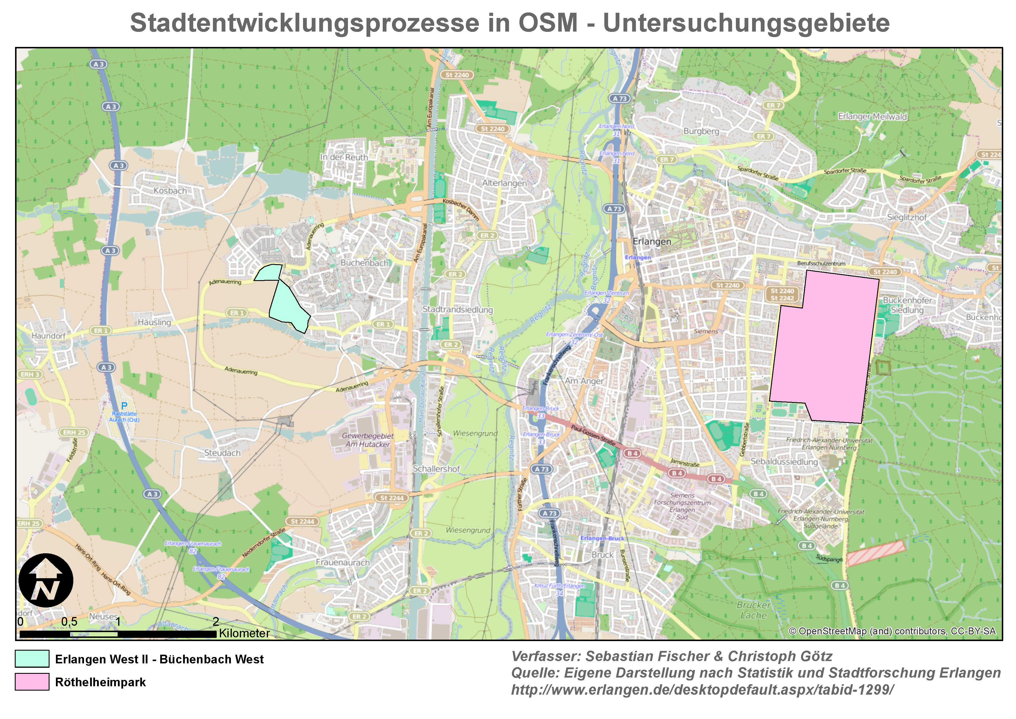 Stadtentwicklungsprozesse in OSM - Untersuchungsgebiete