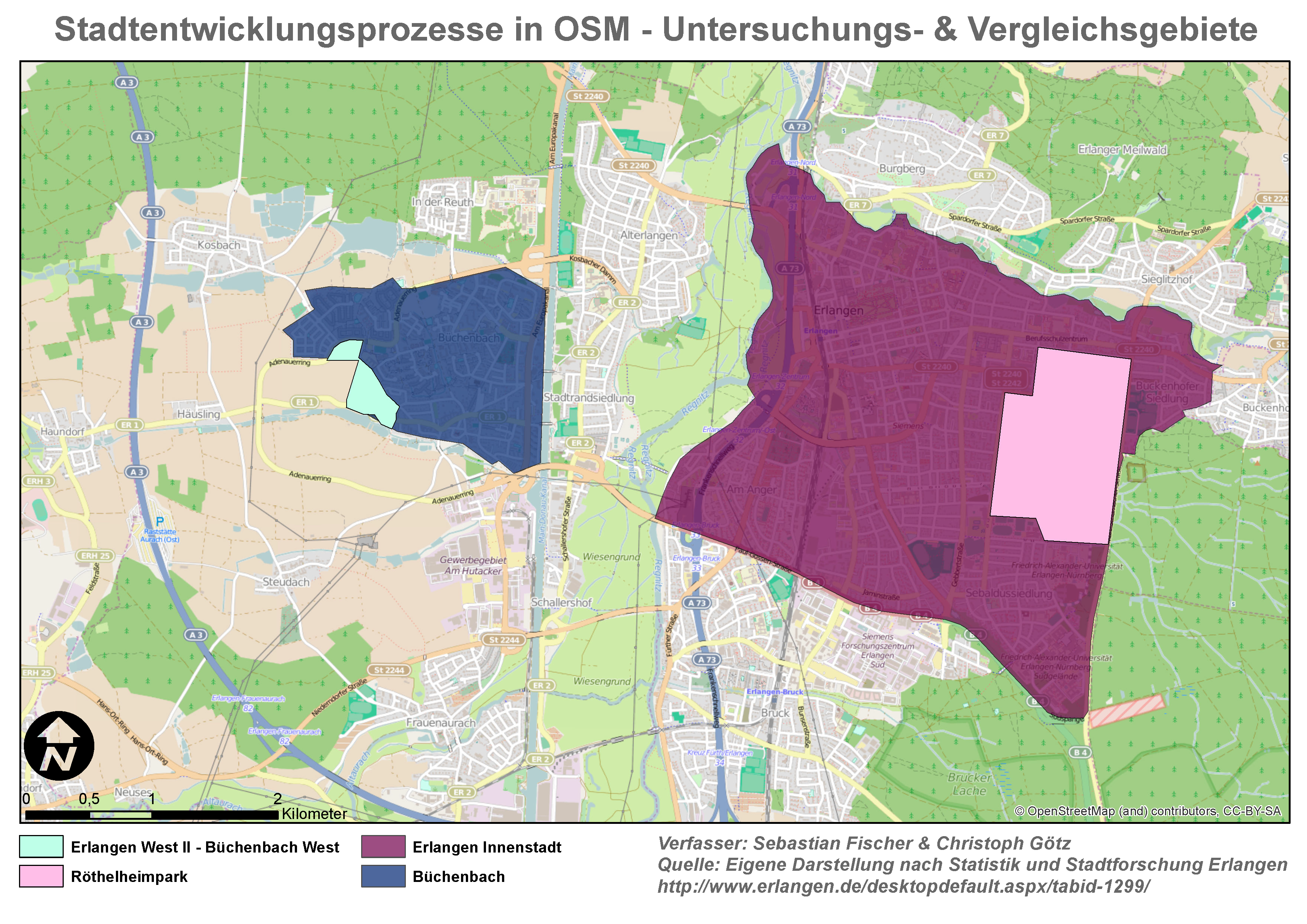 Stadtentwicklungsprozesse in OSM - Untersuchungs- und Vergleichsgebiete